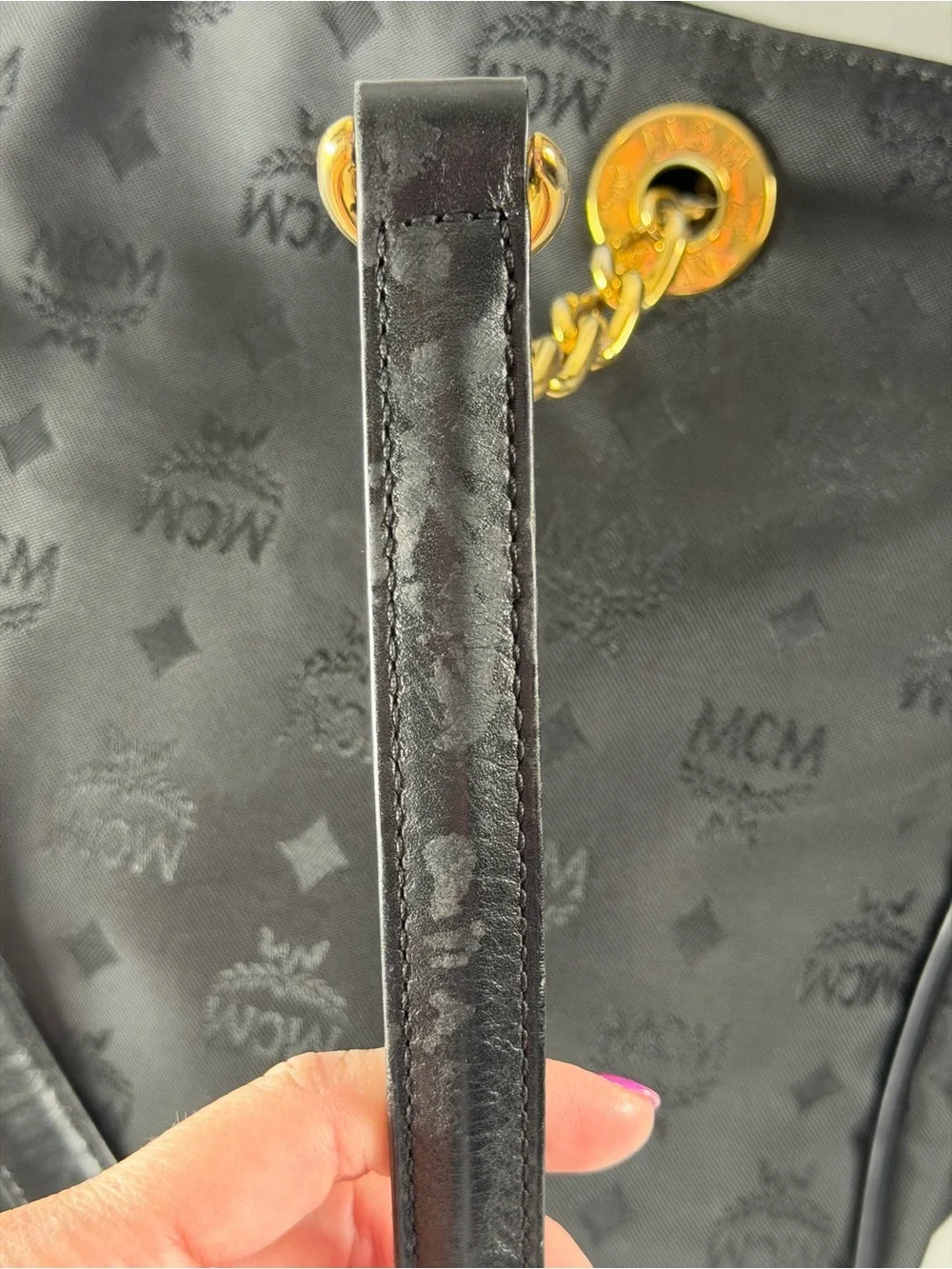 MCM large black tote bag